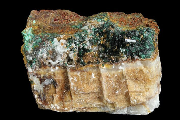 Atacamite, Calcite & Druzy Quartz Association - Peru #98165